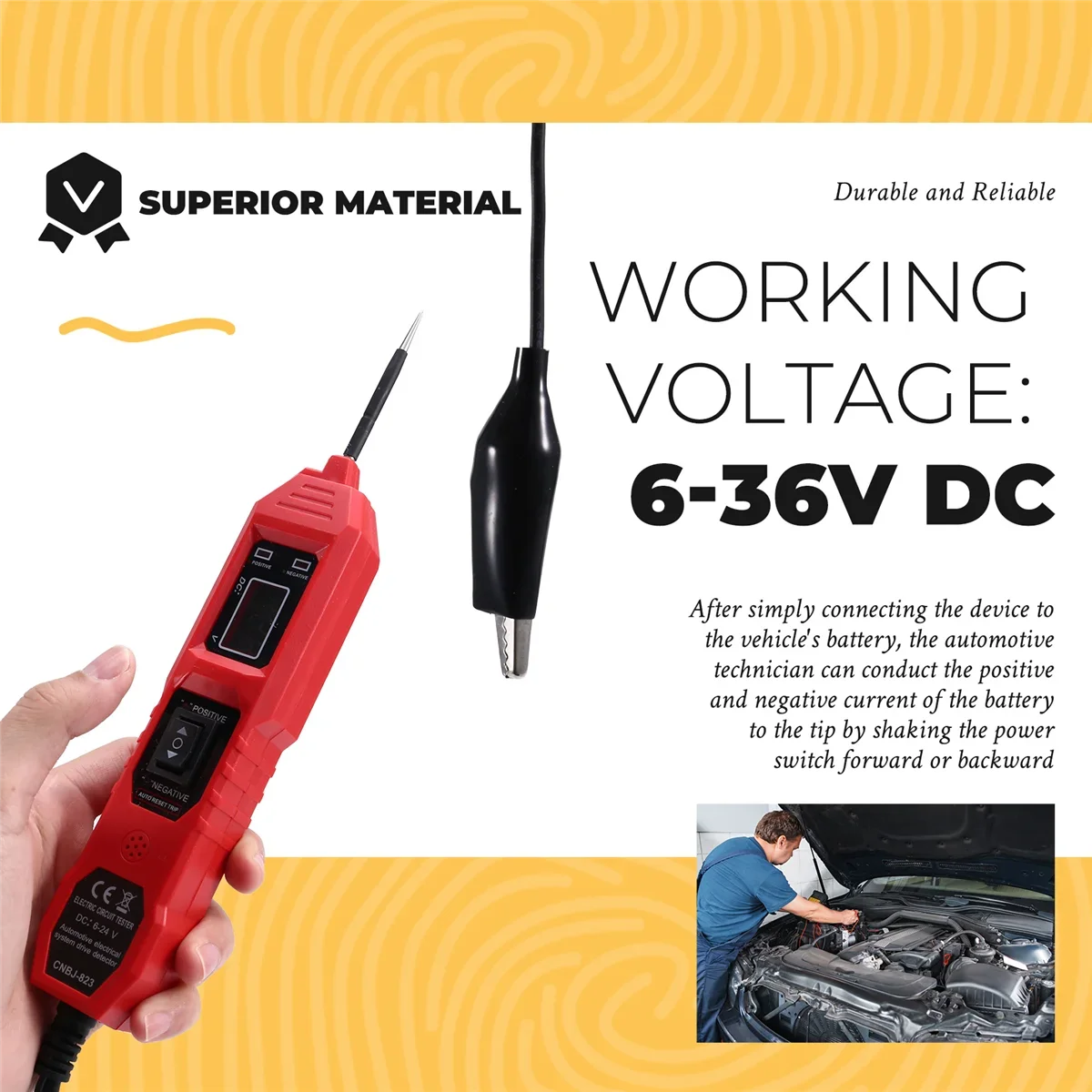 Car Electrical System Tester 6-36V DC Car Drive Test Pen Automotive Electric Circuit Tester 5