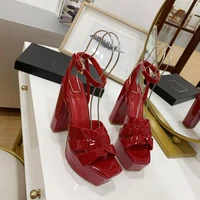 Mode femmes sandales marque de luxe chaussures pour femmes élégant fête talons hauts en cuir imperméable chaussures de bureau Sexy chaussures de rencontre 2