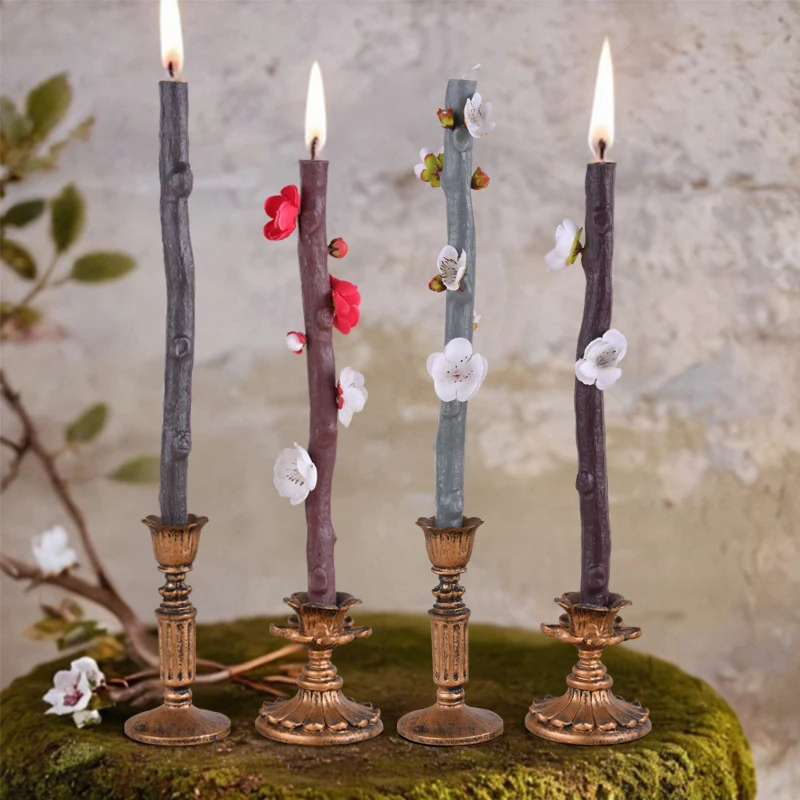 Simulated Tree Branch Shaped Silicone Molds Holiday Atmosphere Candle Molds Cake Aromatherapy Candle 2PCS