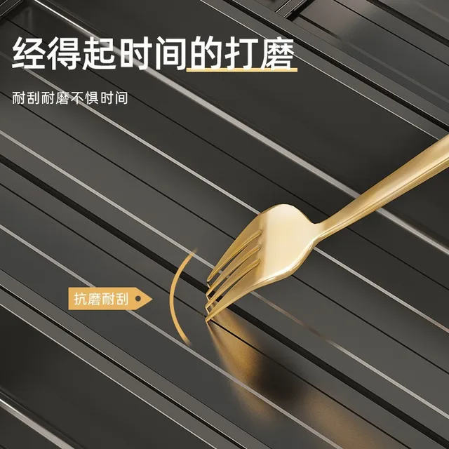 กล่องเก็บของในตู้ครัว อลูมิเนียม สำหรับเก็บมีด ส้อม ตะเกียบ และอุปกรณ์บนโต๊ะอาหาร 3