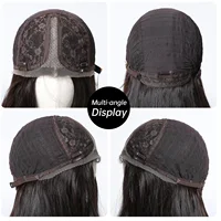 EASIHAIR Dark Brown Black Long Wavy Synthetic Lace Front Wigs with Long Bangs Daily Cosplay Party Women Lace Wig Heat Resistant 2