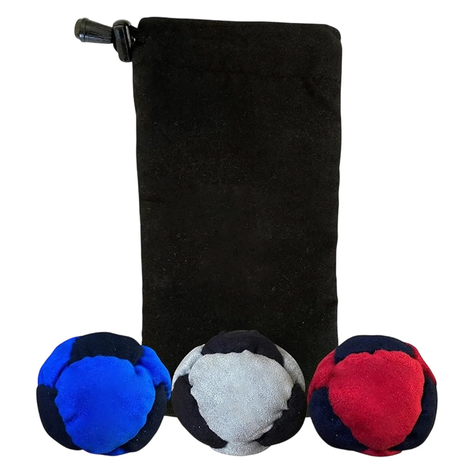 Set di 3 Hacky Sack Classici con Borsa per il Trasporto, Set di Footbag in Suede Sintetico a 8 Pannelli Riempito di Sabbia per Principianti e Giocatori