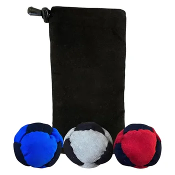 Set di 3 Hacky Sack Classici con Borsa per il Trasporto, Set di Footbag in Suede Sintetico a 8 Pannelli Riempito di Sabbia per Principianti e Giocatori