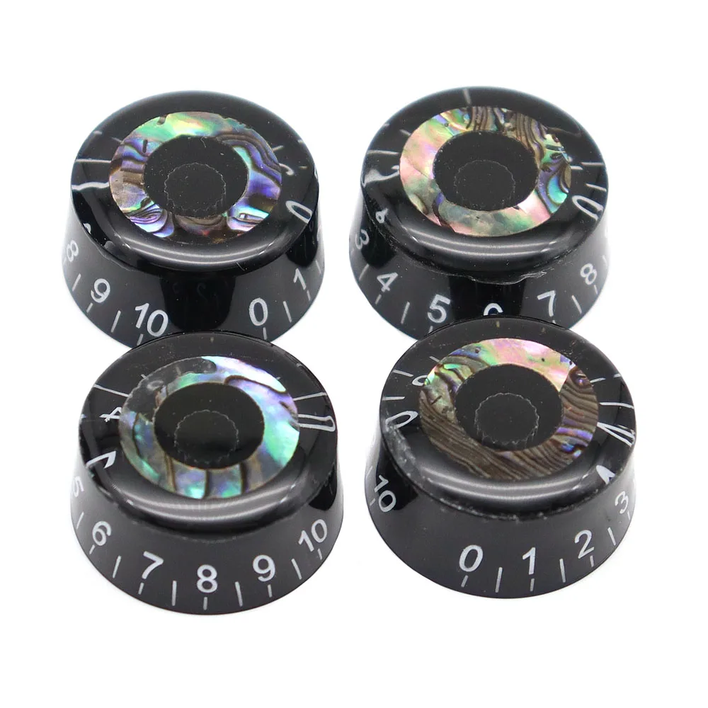White Dome Guitar Knobs With Abalone Top - Volume & Tone Control Knobs For Electric Guitar & Bass