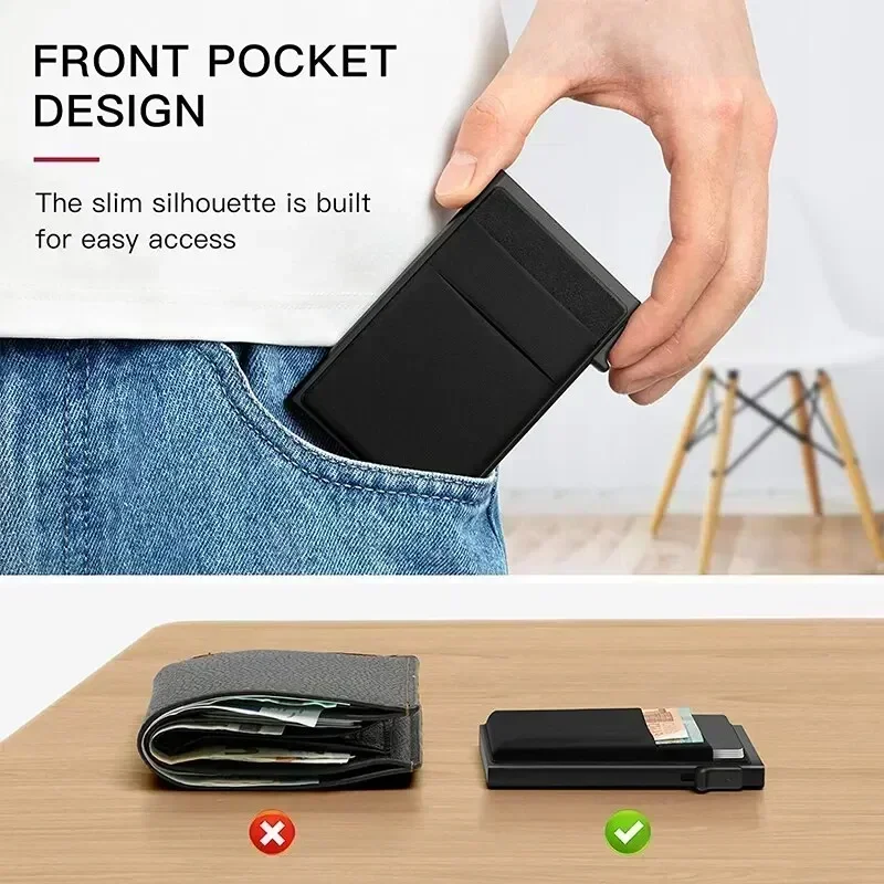 Sleek RFID Blocking Metal Wallet - Minimalist Card Holder with Secure Protection