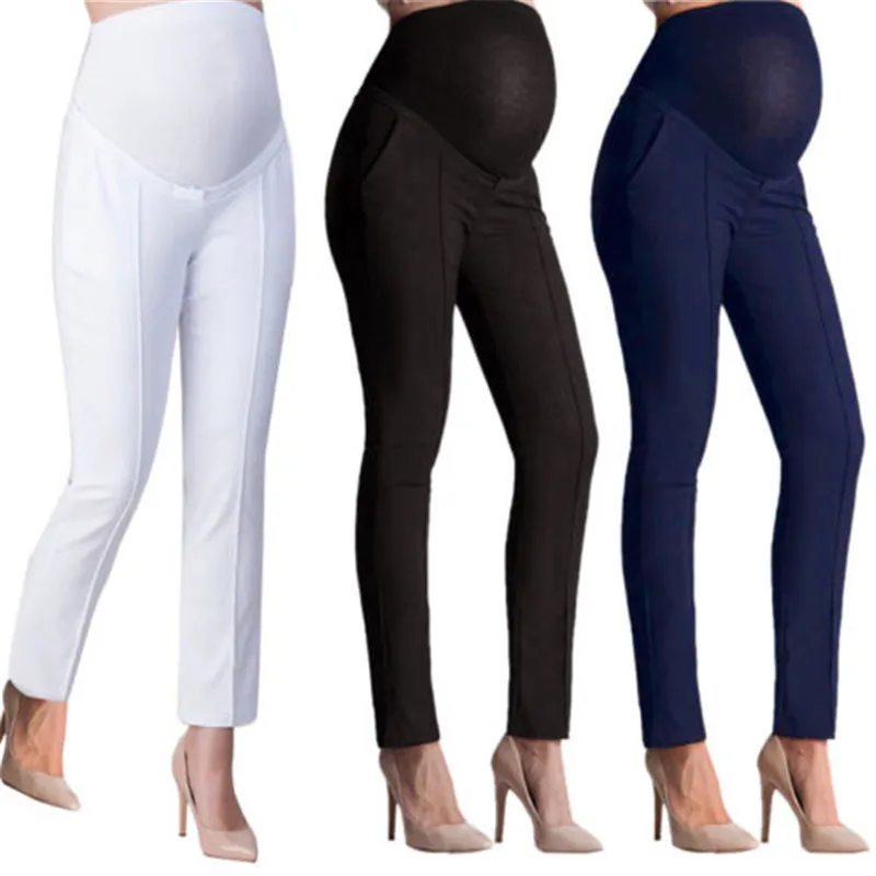 Maternity Long Pants Pregnant Women High Waist Skinny Work Office Pant Straight Leg Pants For Maternity Ankle Pants Trousers