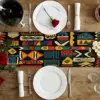 Western Native Boho Aztec Linen Table Runner Dresser Scarves Farmhouse Kitchen Dining Table Runners Holiday Party Decorations 4