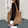 Women Crochet Tote Bag Hollow Beach Bag Large Capacity Fashion Knitted Bag Solid Color Simple Shopping Bag for Travel Vacation 3