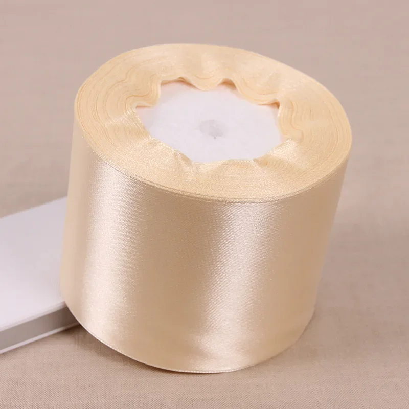 Elegant Beige Polyester Satin Ribbon - 25 Yards for Wedding, Party Decorations & DIY Gift Wrapping