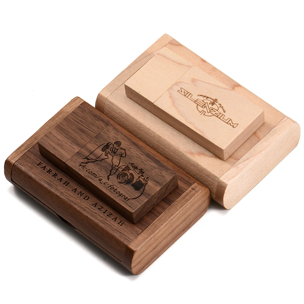 JASTER 무료 맞춤형 USB 3.0 플래시 드라이브 128GB 비즈니스 펜드라이브 메모리 스틱 64GB 나무 상자 펜 드라이브 32GB
