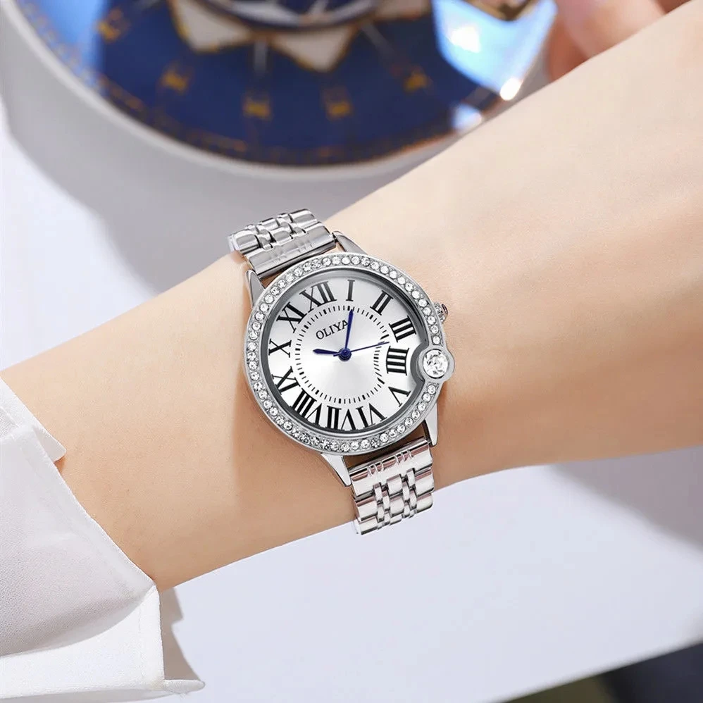 New Diamond Women's Watch Shiny Waterproof Quartz Movement Leather Strap Mermaid tears light luxury fashion women's watch