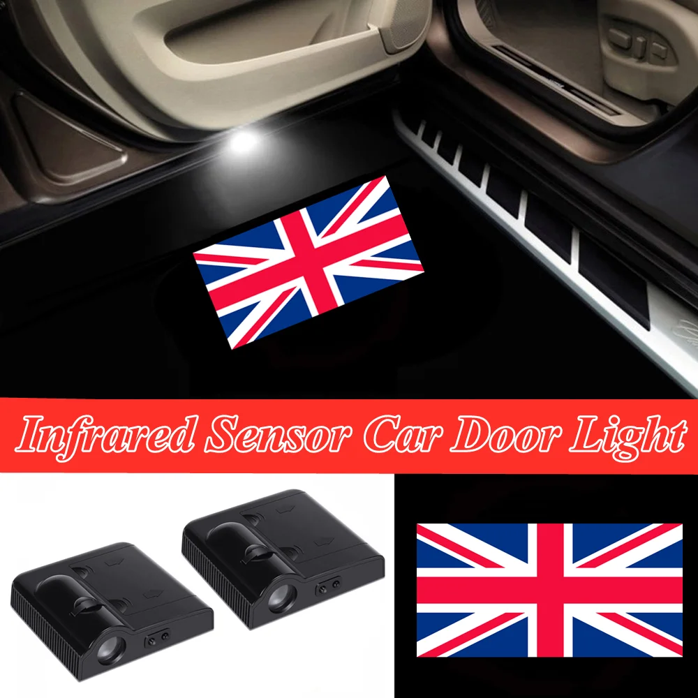 

2Pcs United Kingdom Flag UK England Flag LED Car Door Welcome Projector Shadow Light for Sierra Silverado Colorado F150 250 350