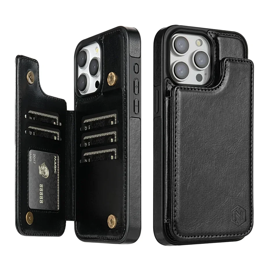 Wallet RFID Layer Schutz Leder Case iPhone16 Pro Max 15 Plus 14 13 12 11 8 7 - Bild 17 von 18