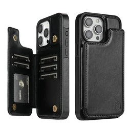 Premium RFID-Blocking Leather Wallet Case - Anti-Theft & Magnetic Protection for iPhone 14 (Black)