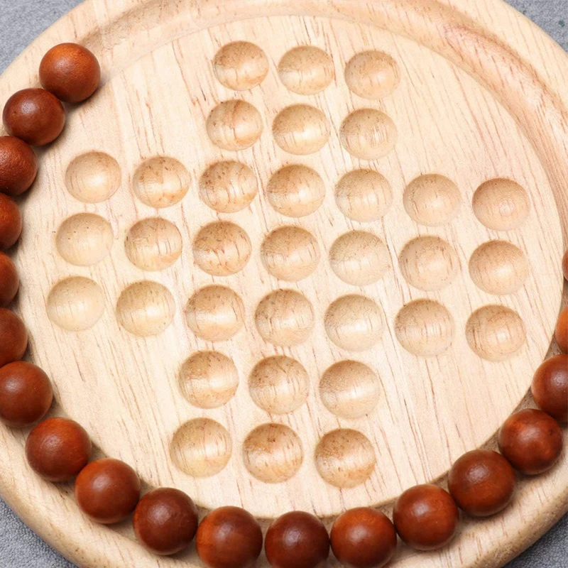 Single Player Chess Marble Solitaire Board Game Wood Educational Strategy Games For Adults Kids Ideal Family Fun Party Travel 6