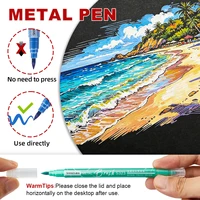 6/12/24pcs Dual Tip Metallic Brush Pens Soft Calligraphy Markers for Journaling Lettering DIY Art School Suppli 5