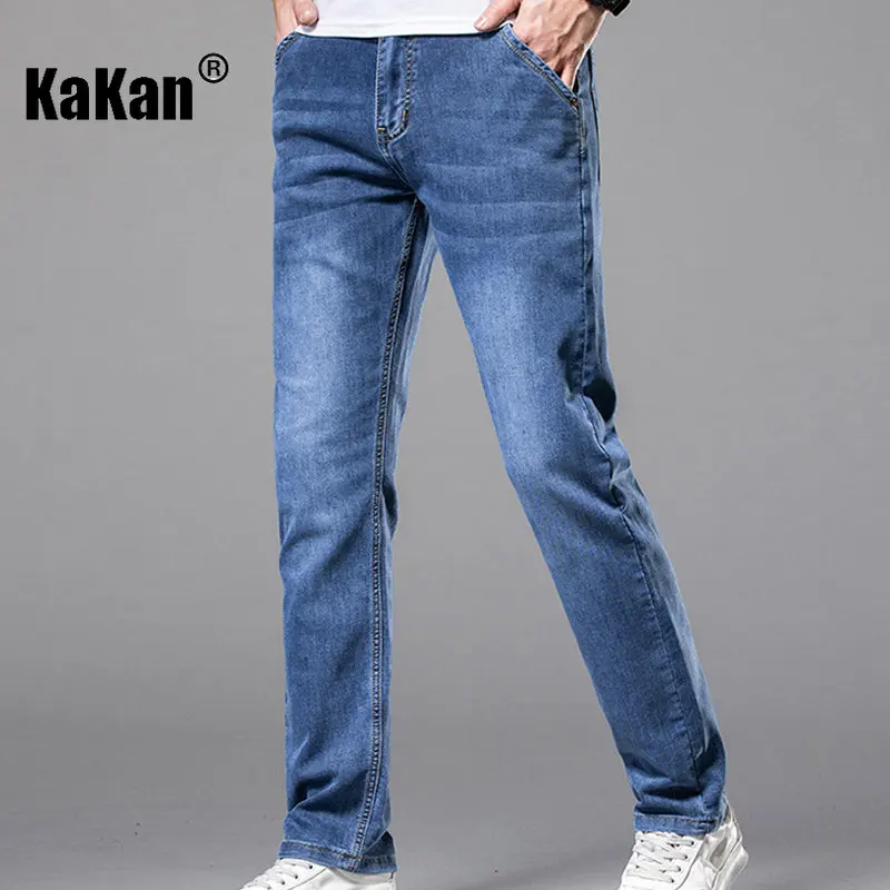 Kakan - Korean Version of New Youth Thin Denim Men's Clothing, Trendy Slim Fit Elastic Straight Tube Casual Long Denim K42-601