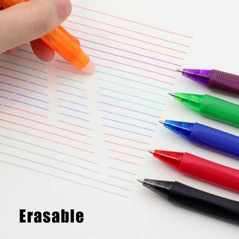 Premium 0.5mm Erasable Gel Pen Set with Built-in Top Eraser and Refill