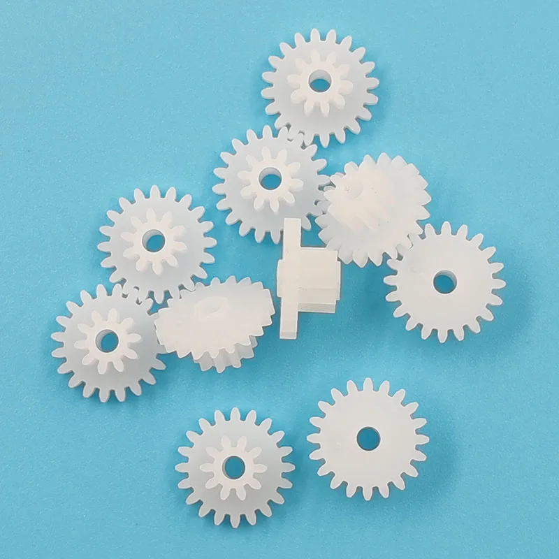 20102B 0.5M Double Layer Gears 20 Teeth + 10 Tooth 2mm Loose Plastic Gear Parts Toy Accessories 10pcs/lot