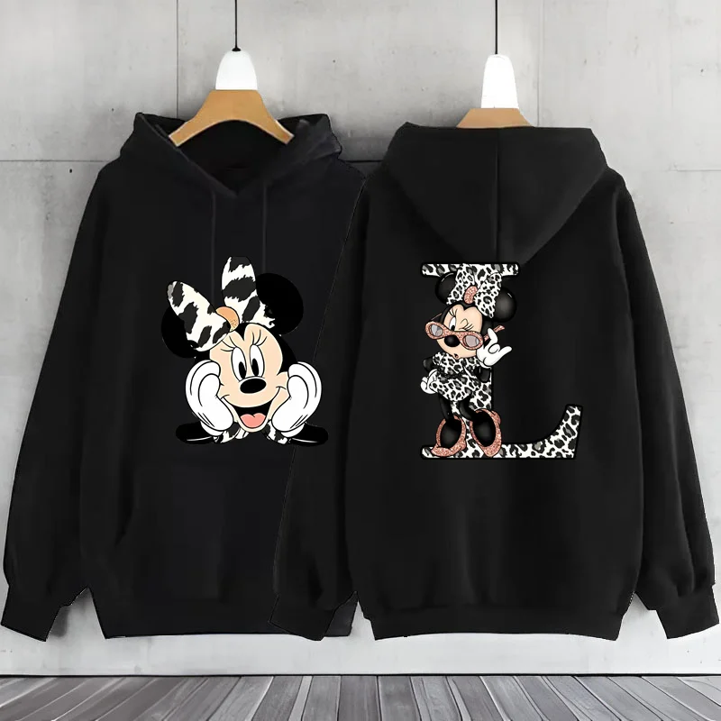 thumbnail image 1 of Sudadera con capucha para mujer, ropa con estampado de leopardo, Minnie Mouse, A-Z, 26 letras en inglés, Y2k, 1 of 5