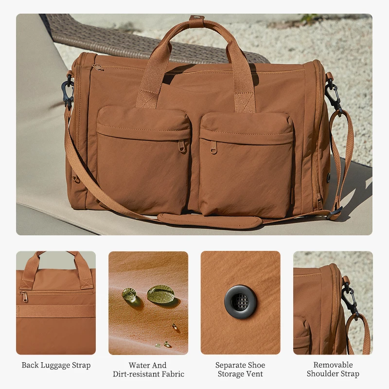 AJI Travel Bag Convertible Travel Handbag Women Lightweight Large Capacity 32L Carry-On Bag with Independent Shoe Compartmen