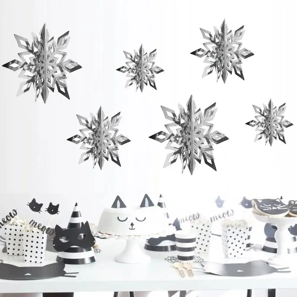 3D Mini Schneeflocke Weihnachten Baum Dekorationen Stereo inter Decor Party Anhänger Wunderland Fenster Indoor Party Hängen M5L2 – Detail 3