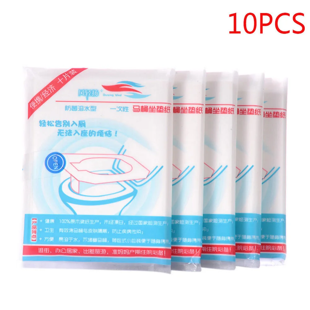 10pcs Disposable Toilet Seat Cover Safety Toilet Cushion Bathroom Accessories