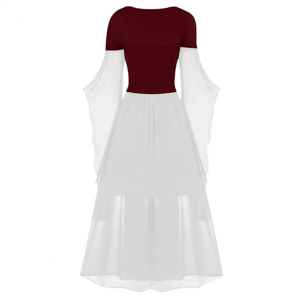 

Женское платье из сетчатой ткани, готическое платье с ремешком на шнуровке, V-образным вырезом и длинными рукавами-фонариками