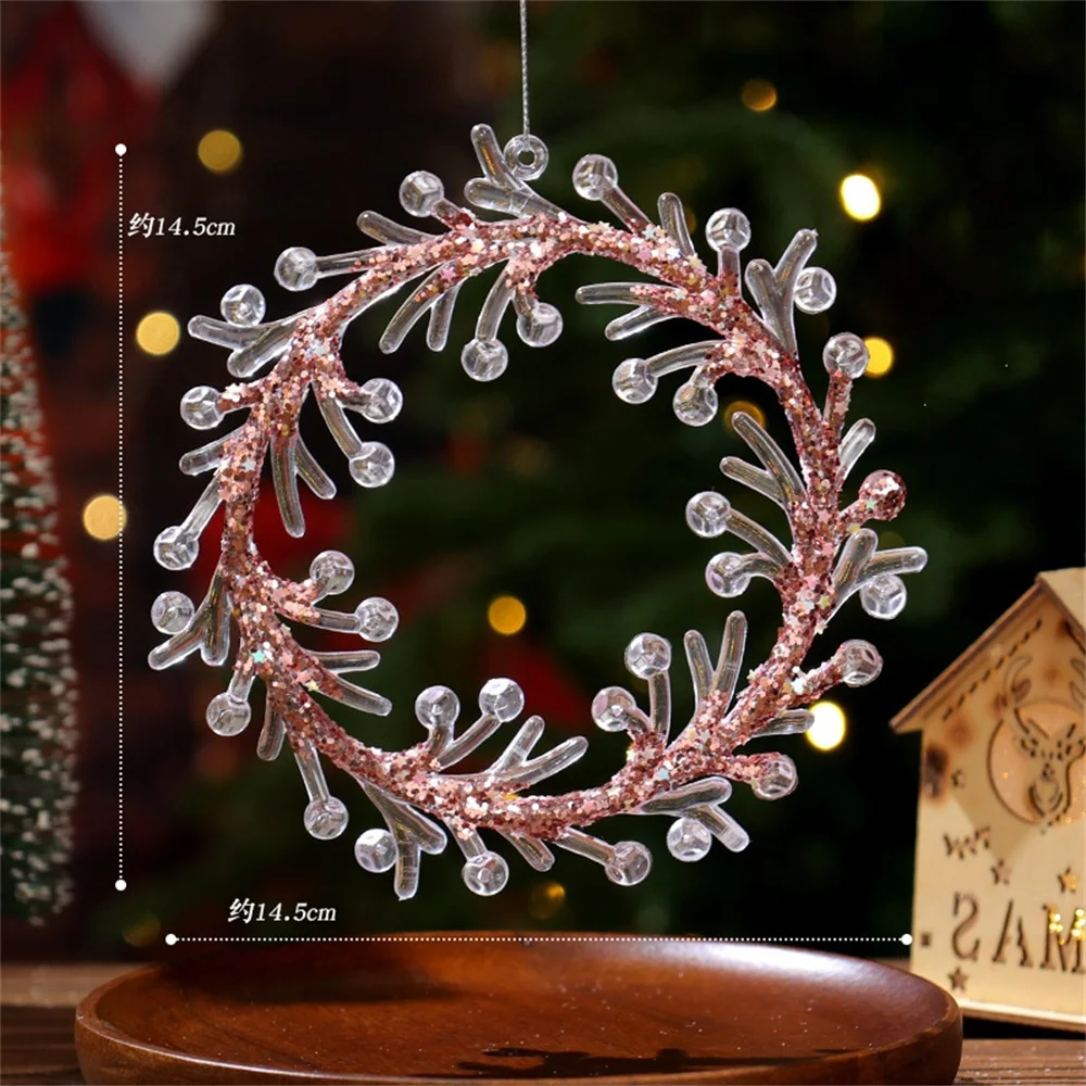 thumbnail image 1 of Crystal Clear Snowflake Christmas Tree Pendants Acrylic Elk Wreath Decorations For Holiday Party Transparent Hanging Ornament, 1 of 5