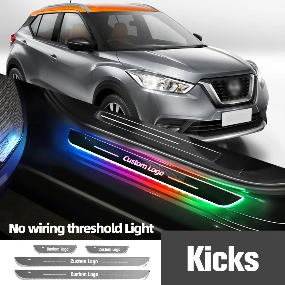 

Для Nissan Kicks 2017-2020 2018 2019 автомобильная лампа с индивидуальным логотипом подсветка порога двери приветственный порог светодиодный аксессуары
