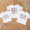 Big Middle Little Sister Print Family Matching Shirt Girls Sibling T-shirt Girls Summer Tee Clothes Kids Short Sleeve Outfit Top 1
