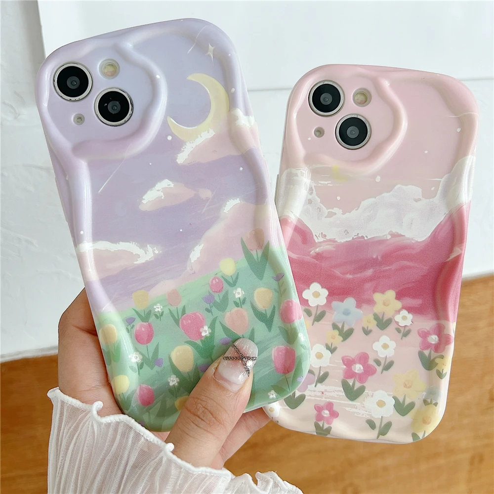 Creative Irregular Wavy Edge Cartoon Graffiti Phone Case