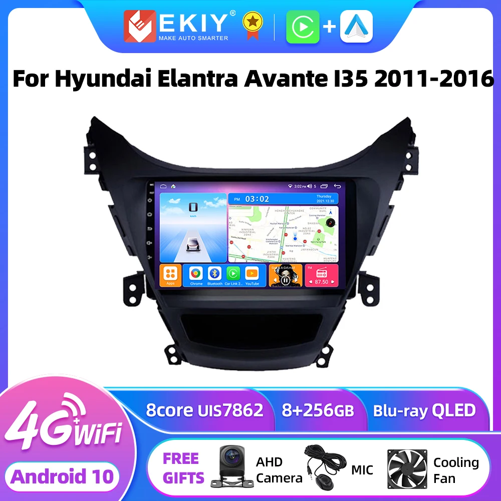 EKIY 현대 엘란트라 아반떼 I35 2011-2016 차량용 멀티미디어 비디오 플레이어, GPS 네비게이션 시스템, 테이프 레..