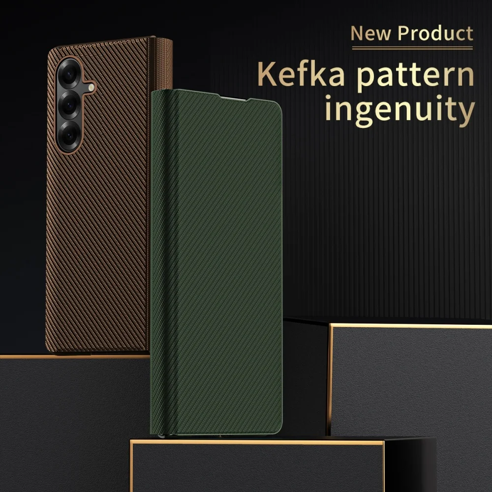 Kevlar Matte Leather Pattern Anti-Fingerprint Folding Business Case