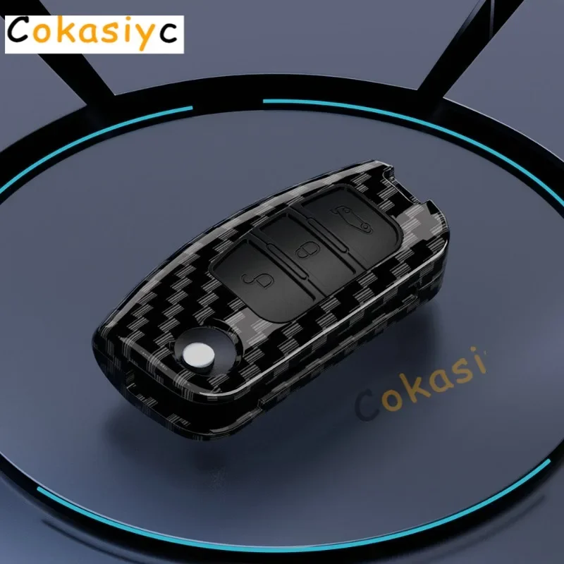 Car Key Case Cover For Ford Fiesta Focus 2 Ecosport Kuga Escape Falcon B-Max C-Max Eco Sport Galaxy ABS Carbon Fiber Accessories