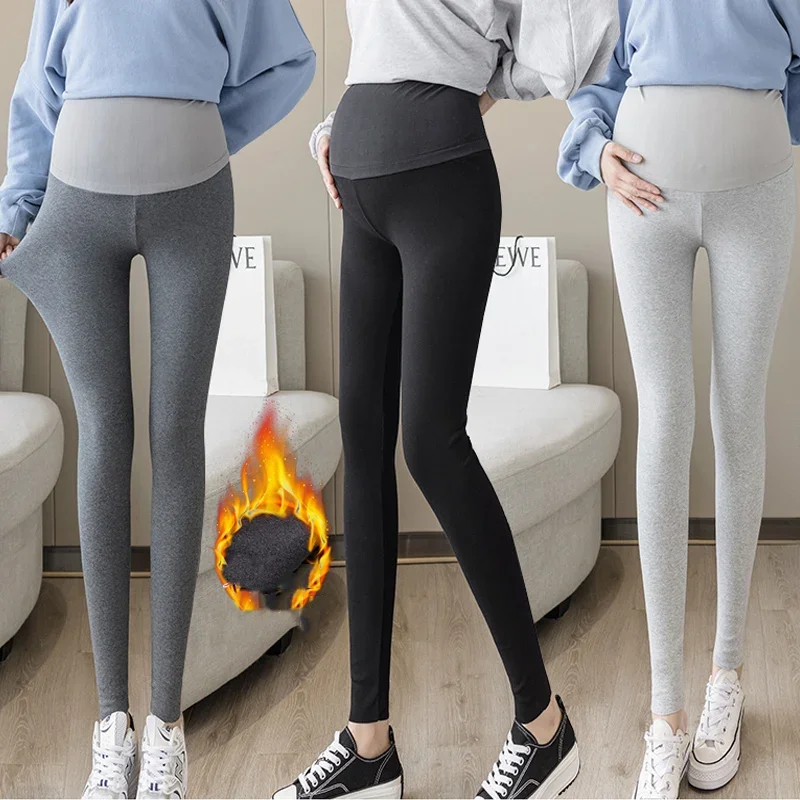 High Quality Maternity Leggings Warm Trousers Plus Pink Velvet Clothes Pregnancy Pants For Pregnant Women Thickened