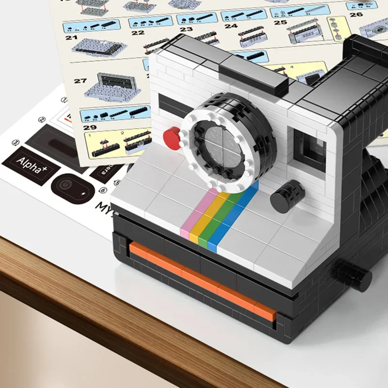 창의적인 원스텝 SX-70 카메라, 마이크로 미니 블록, 벽돌 장난감, 모델 빌딩, 어린이 크리스마스 선물, 2024 신제품, 802PCs