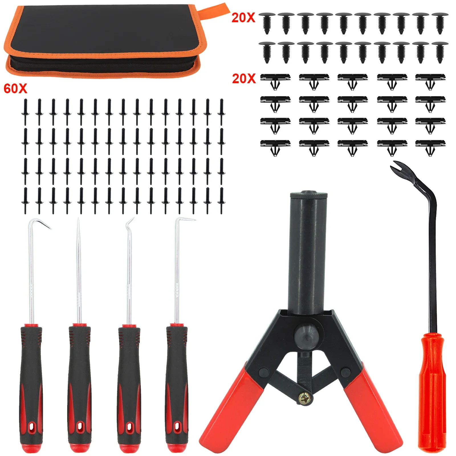 Poly Pop Rivet Set With 40 Pieces 41 Pc Plastic Rivet Gun Kit - Quick ...