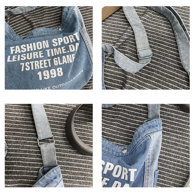 Letter Print Denim Shoulder Bags For Women New Shopper Bag