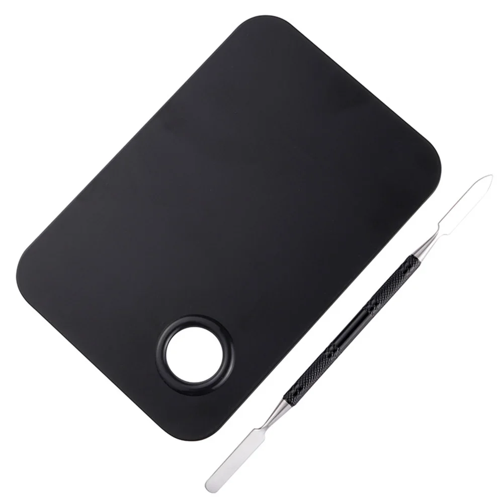 2 Pcs Mixing Color Pallet Nail Palette Stainless Steel Tool Paint Palette Mini For Kit Black Mixing Color Pallet