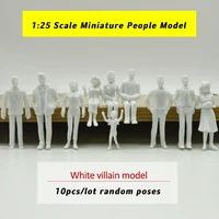 10pcs/lot 1:25 Scale Miniature People Model Unpainted ABS Figures Railway Train Layout Architecture Building Scenery for Diorama 1