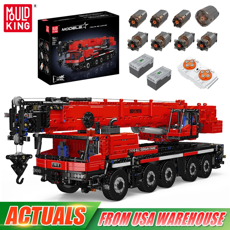 Mould King 17073 17074 Technical Car Toys The RC LTM 1110 Crane Building Block Engineering Truck Brick Set Kids Christmas Gift