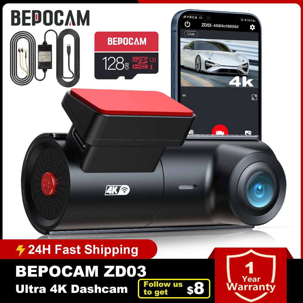 Bepomam Zd03 Car Dvr Wifi Uhd Dash Cam 4K Per Telecamere Di Sorveglianza Per Auto Videoregistratori 2160P Dashcam 24H Monitor Di Parcheggio