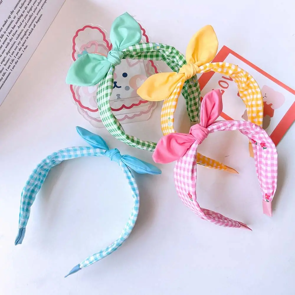 

Baby Girls Korean Headwear Hair Accessories Hair Ornament Bow Headband Children Hair Hoop Bow Headdress Plaid Hairband