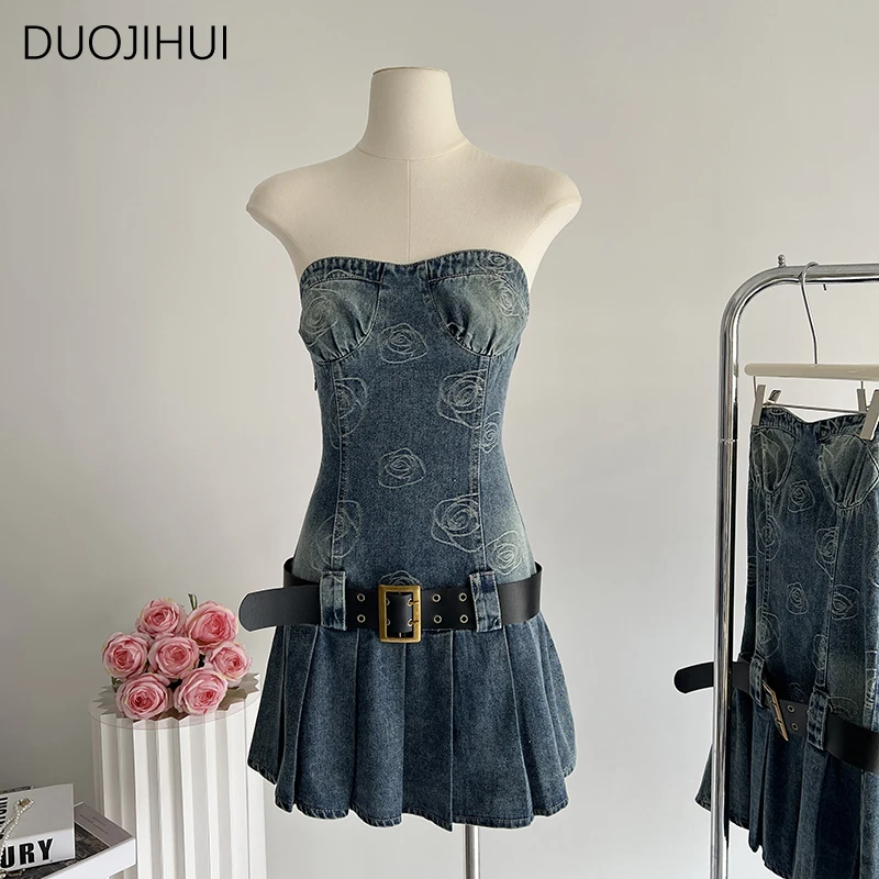 

DUOJIHUI Летние пикантные повседневные женские мини-платья с поясом, винтажные милые офисные модные повседневные облегающие Женские платья с принтом