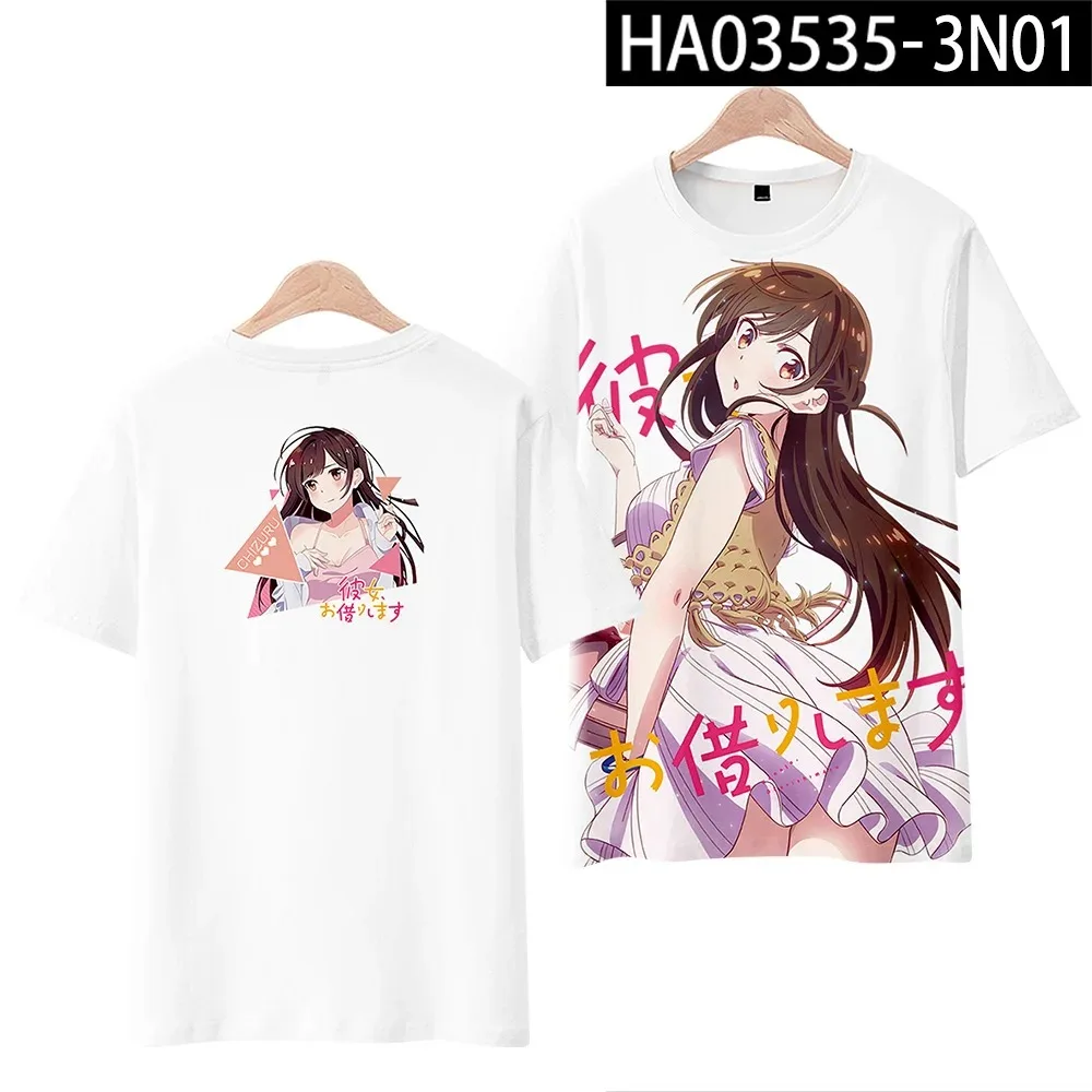 Alugar uma namorada kanojo okarishimasu 3d impressão camiseta verão em torno do pescoço manga curta anime japonês streetwear