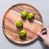 10/15/20/25cm Wooden Round Serving Platter Tray Retro Wood Pizza Salad Plate Fruit Dessert Tray Bread Cake Container Snacks Dish 6