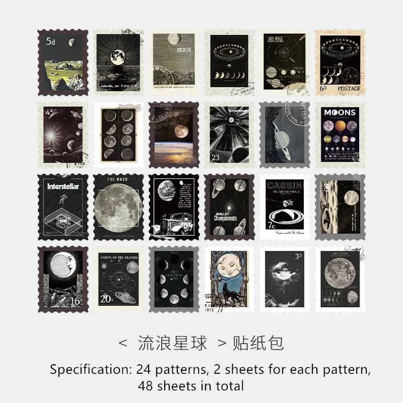 QOUZMO 6 designs vintage stamp sticker pack [Philatelic Museum Series 2]  journal scrapbook DIY decorative stickers 46pcs/pack