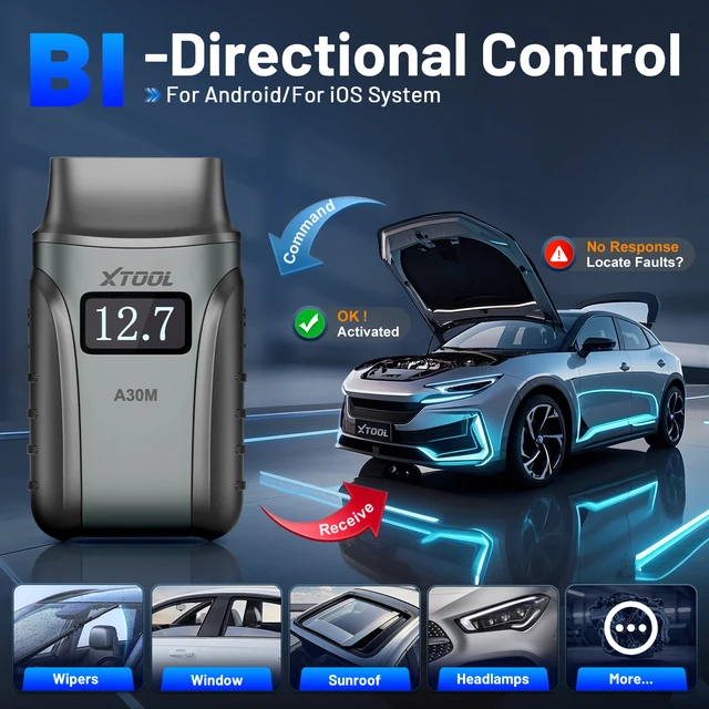 XTOOL Anyscan A30M OBD2 Bluetooth Scanner 23 Reset Functions All System Diagnostic Tool Active Test Lifetime Free Update CAN FD 4