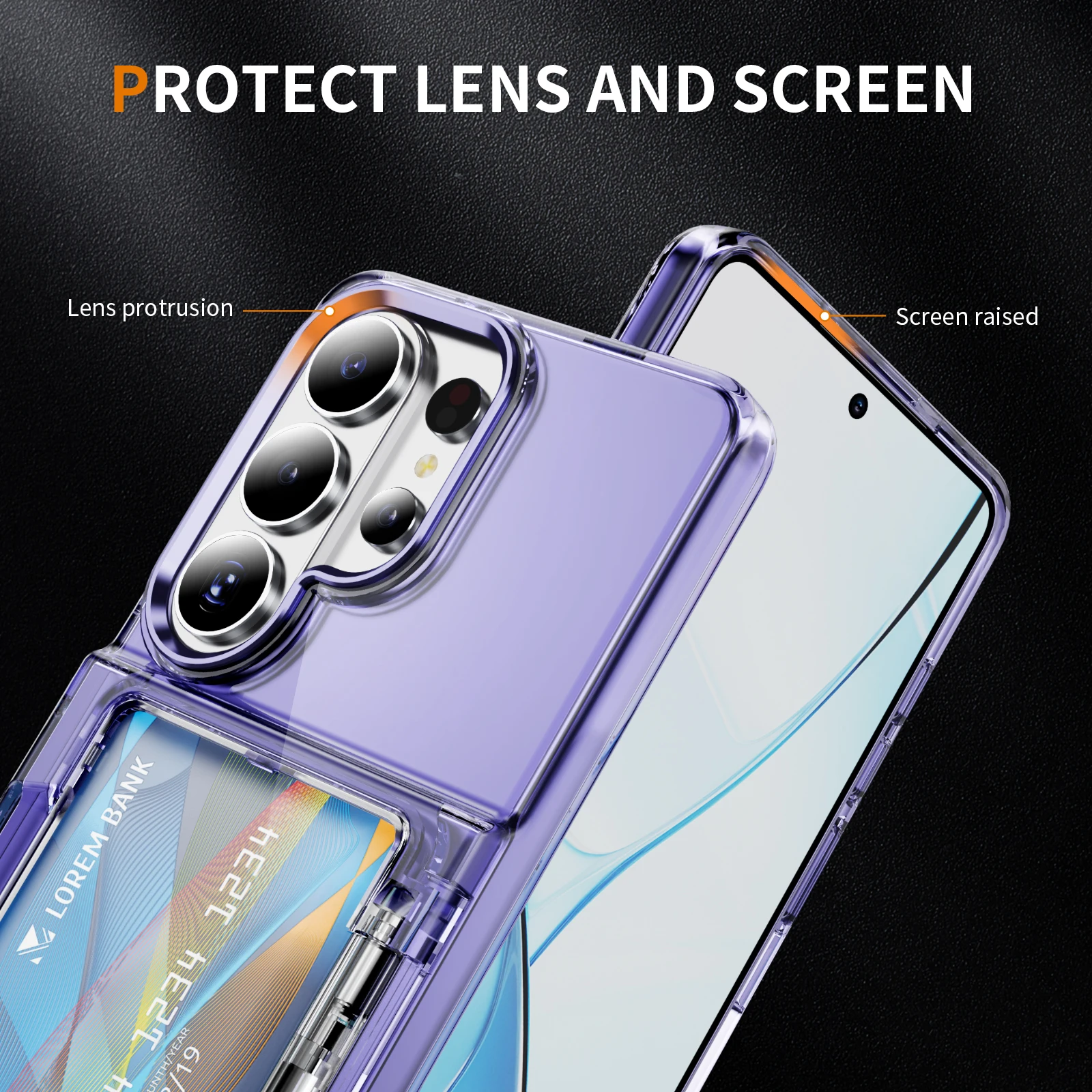 Transparent Folding Card Holder Wallet Stand Shockproof Acrylic Case